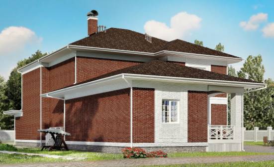 315-001-П Проект двухэтажного дома и гаражом, красивый загородный дом из кирпича Тараз | Проекты домов от House Expert