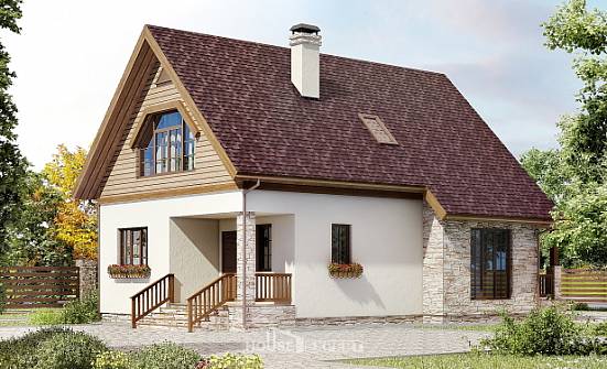 140-001-П Проект двухэтажного дома с мансардным этажом, красивый домик из арболита Караганда | Проекты домов от House Expert