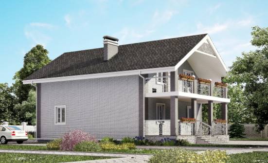 150-007-П Проект двухэтажного дома с мансардой, небольшой дом из твинблока Талдыкорган | Проекты домов от House Expert