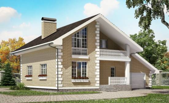 190-005-П Проект двухэтажного дома с мансардой, гараж, классический домик из газобетона Уральск | Проекты домов от House Expert