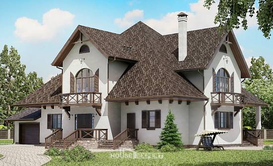350-001-Л Проект двухэтажного дома с мансардой и гаражом, уютный загородный дом из арболита Кызылорда | Проекты домов от House Expert