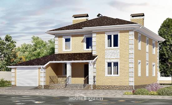 220-006-Л Проект двухэтажного дома, гараж, красивый коттедж из пеноблока Актау | Проекты домов от House Expert