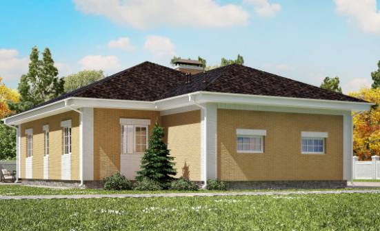 130-002-Л Проект одноэтажного дома и гаражом, экономичный коттедж из твинблока Кокшетау | Проекты домов от House Expert