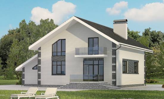 180-001-П Проект двухэтажного дома мансардой, гараж, скромный коттедж из керамзитобетонных блоков Атырау | Проекты домов от House Expert