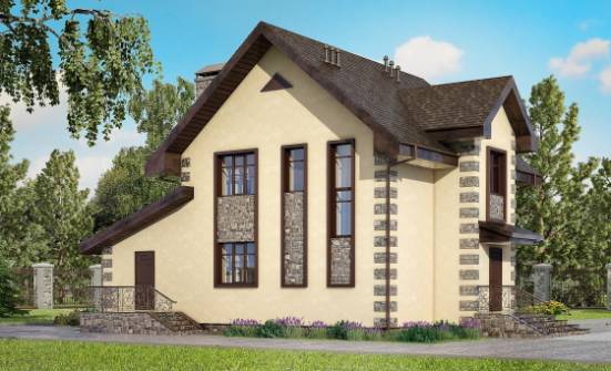 160-004-П Проект двухэтажного дома, гараж, простой домик из пеноблока Актау | Проекты домов от House Expert