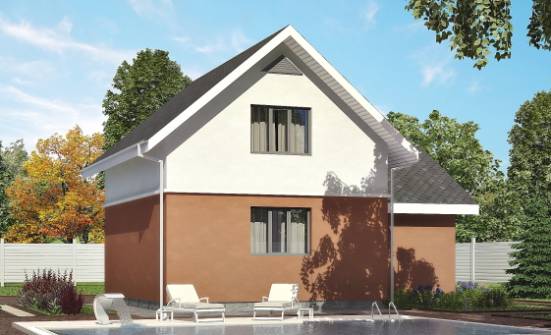 120-002-Л Проект двухэтажного дома с мансардой, гараж, простой домик из газосиликатных блоков Талдыкорган | Проекты домов от House Expert