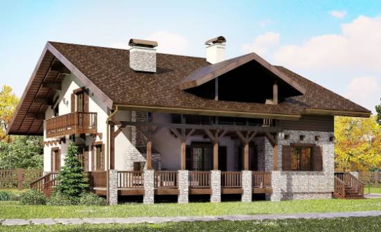 250-003-П Проект двухэтажного дома мансардой, красивый домик из теплоблока Семей | Проекты домов от House Expert