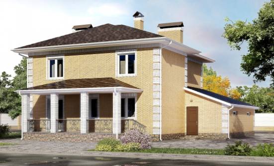 220-006-Л Проект двухэтажного дома, гараж, красивый коттедж из пеноблока Актау | Проекты домов от House Expert