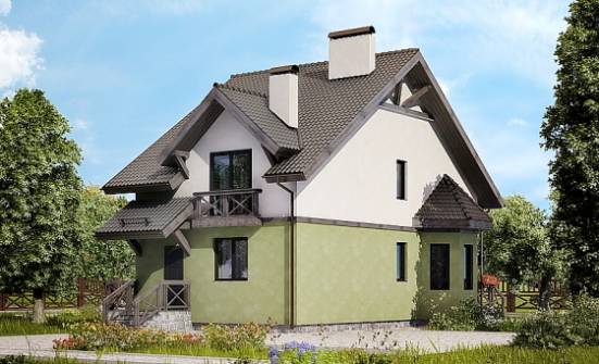120-003-П Проект двухэтажного дома с мансардным этажом, небольшой дом из твинблока Петропавловск | Проекты домов от House Expert