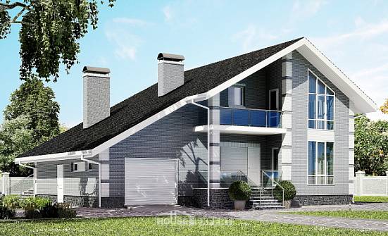190-006-Л Проект двухэтажного дома мансардный этаж и гаражом, красивый дом из поризованных блоков Тараз | Проекты домов от House Expert