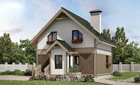105-001-Л Проект двухэтажного дома мансардой, небольшой домик из бризолита Павлодар | Проекты домов от House Expert
