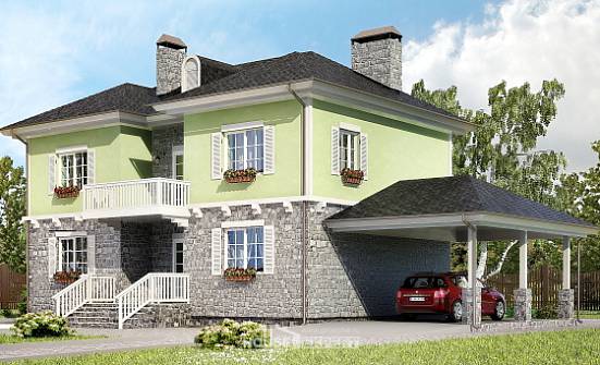155-006-П Проект двухэтажного дома, гараж, недорогой коттедж из теплоблока Актау | Проекты домов от House Expert