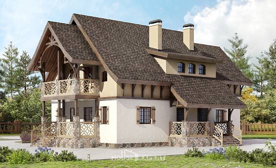 180-014-Л Проект двухэтажного дома с мансардой, небольшой домик из поризованных блоков Актау | Проекты домов от House Expert