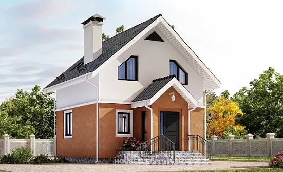 070-001-Л Проект двухэтажного дома мансардный этаж, доступный домик из пеноблока Шымкент | Проекты домов от House Expert