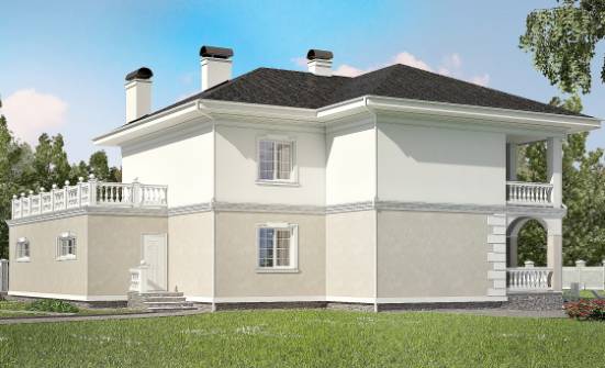 340-002-П Проект двухэтажного дома и гаражом, классический коттедж из кирпича Усть-Каменогорск | Проекты домов от House Expert