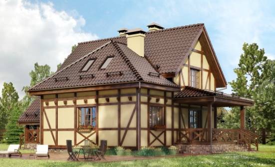 160-003-П Проект двухэтажного дома мансардой, классический коттедж из бризолита Кызылорда | Проекты домов от House Expert