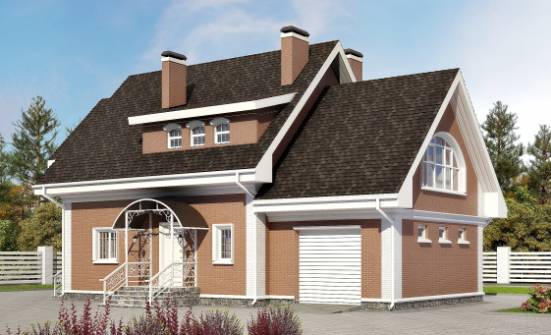 185-003-П Проект двухэтажного дома мансардой, гараж, классический домик из газосиликатных блоков Тараз | Проекты домов от House Expert
