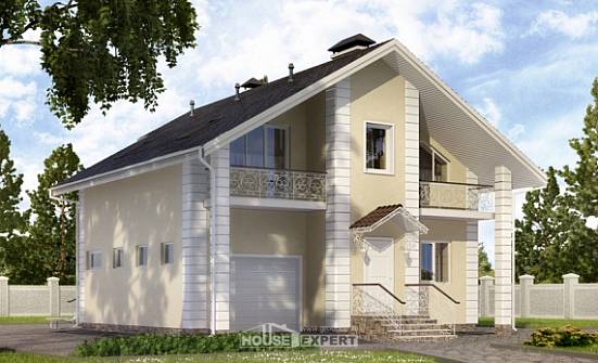 150-002-Л Проект двухэтажного дома с мансардой и гаражом, недорогой загородный дом из арболита Костанай | Проекты домов от House Expert