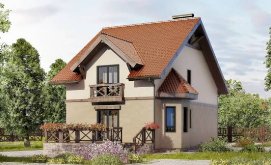 120-003-Л Проект двухэтажного дома с мансардой, бюджетный домик из твинблока Шымкент | Проекты домов от House Expert