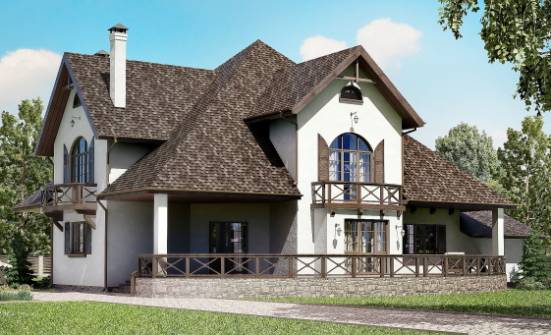 350-001-Л Проект двухэтажного дома с мансардой и гаражом, уютный загородный дом из арболита Кызылорда | Проекты домов от House Expert