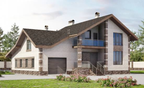 245-005-П Проект двухэтажного дома с мансардой, гараж, классический домик из блока Костанай | Проекты домов от House Expert