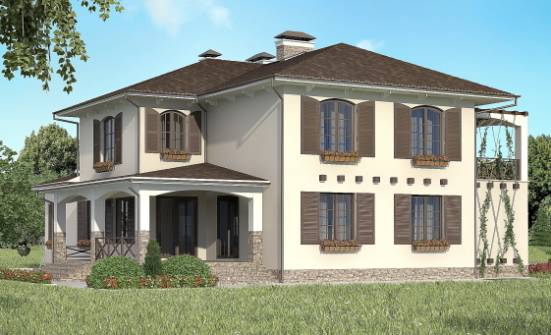 285-002-П Проект двухэтажного дома, гараж, красивый дом из кирпича Талдыкорган | Проекты домов от House Expert