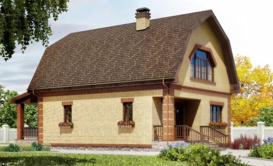 130-005-Л Проект двухэтажного дома с мансардой, компактный дом из газосиликатных блоков Темиртау | Проекты домов от House Expert