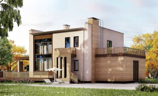 220-003-Л Проект двухэтажного дома и гаражом, современный загородный дом из газосиликатных блоков Кызылорда | Проекты домов от House Expert