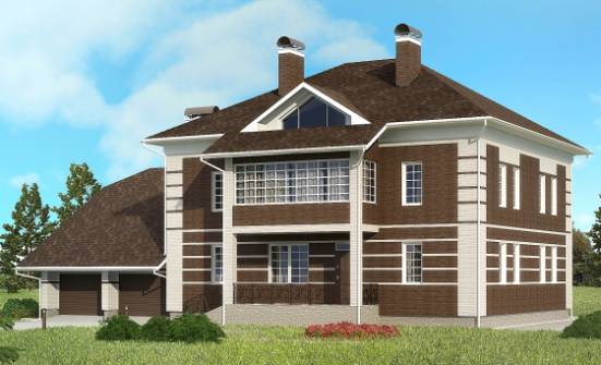505-002-Л Проект трехэтажного дома, гараж, огромный домик из кирпича Тараз | Проекты домов от House Expert