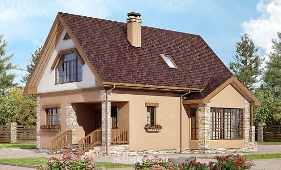 140-002-П Проект двухэтажного дома с мансардным этажом, доступный домик из газобетона Костанай | Проекты домов от House Expert