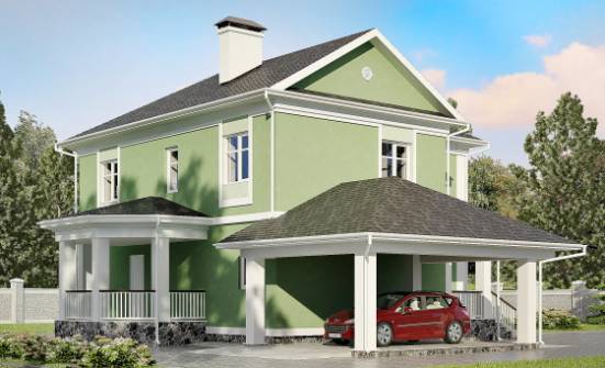170-001-Л Проект двухэтажного дома и гаражом, бюджетный домик из поризованных блоков Тараз | Проекты домов от House Expert
