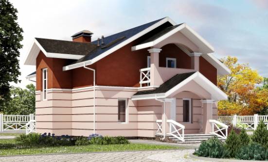 155-009-Л Проект двухэтажного дома с мансардным этажом, красивый загородный дом из блока Павлодар | Проекты домов от House Expert