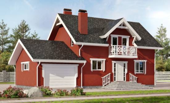 180-013-Л Проект двухэтажного дома с мансардой, гараж, доступный загородный дом из теплоблока Актау | Проекты домов от House Expert