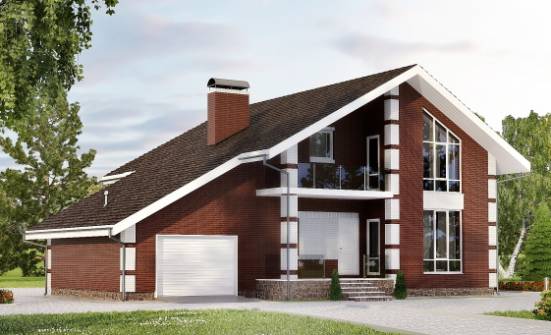 180-001-Л Проект двухэтажного дома мансардный этаж, гараж, красивый загородный дом из бризолита Семей | Проекты домов от House Expert