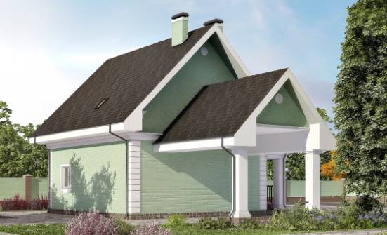 140-003-Л Проект двухэтажного дома с мансардой, гараж, простой загородный дом из поризованных блоков Кокшетау | Проекты домов от House Expert