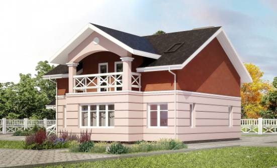 155-009-Л Проект двухэтажного дома с мансардным этажом, красивый загородный дом из блока Павлодар | Проекты домов от House Expert