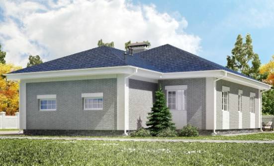 130-002-П Проект одноэтажного дома и гаражом, компактный дом из керамзитобетонных блоков Астана | Проекты домов от House Expert