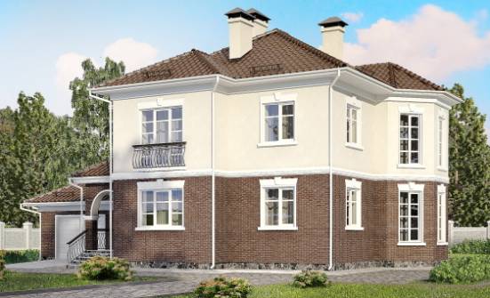 190-002-Л Проект двухэтажного дома, гараж, классический домик из арболита Жанаозен | Проекты домов от House Expert