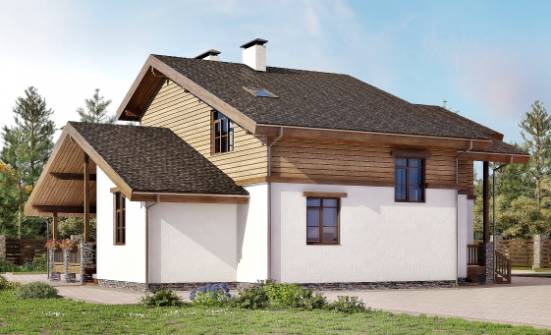 210-006-П Проект двухэтажного дома с мансардой, современный коттедж из кирпича Уральск | Проекты домов от House Expert