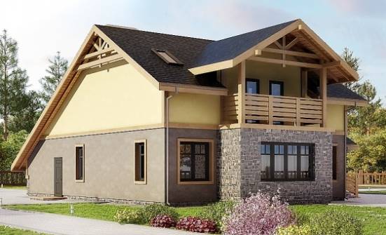 180-011-П Проект двухэтажного дома мансардный этаж и гаражом, простой загородный дом из блока Талдыкорган | Проекты домов от House Expert