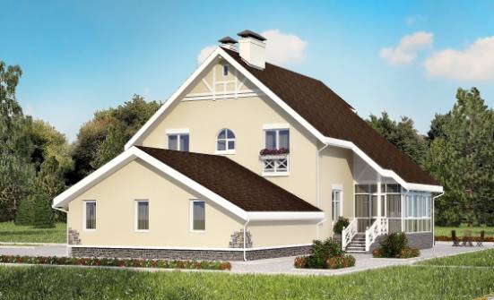 275-001-Л Проект двухэтажного дома с мансардой и гаражом, огромный дом из кирпича Темиртау | Проекты домов от House Expert
