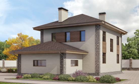 185-004-П Проект двухэтажного дома и гаражом, простой коттедж из пеноблока Семей | Проекты домов от House Expert