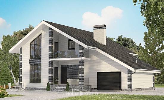 180-001-П Проект двухэтажного дома мансардой, гараж, скромный коттедж из керамзитобетонных блоков Атырау | Проекты домов от House Expert