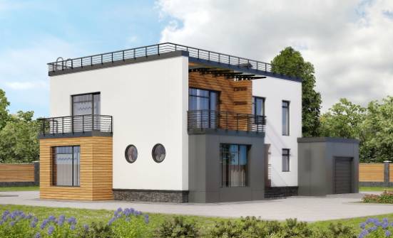 260-002-П Проект двухэтажного дома, гараж, красивый коттедж из пеноблока Караганда | Проекты домов от House Expert
