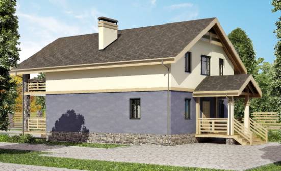 160-010-П Проект двухэтажного дома мансардой, бюджетный домик из керамзитобетонных блоков Тараз | Проекты домов от House Expert