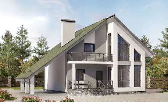 170-009-Л Проект двухэтажного дома мансардой и гаражом, классический дом из керамзитобетонных блоков Актау | Проекты домов от House Expert
