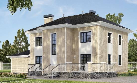 180-006-П Проект двухэтажного дома и гаражом, средний коттедж из кирпича Караганда | Проекты домов от House Expert