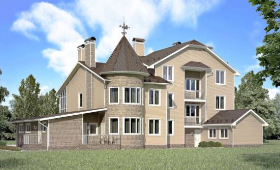 555-001-Л Проект трехэтажного дома мансардой, гараж, классический домик из бризолита Шымкент | Проекты домов от House Expert