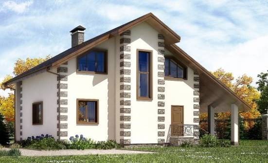 150-003-Л Проект двухэтажного дома мансардой, гараж, небольшой домик из дерева Туркестан | Проекты домов от House Expert