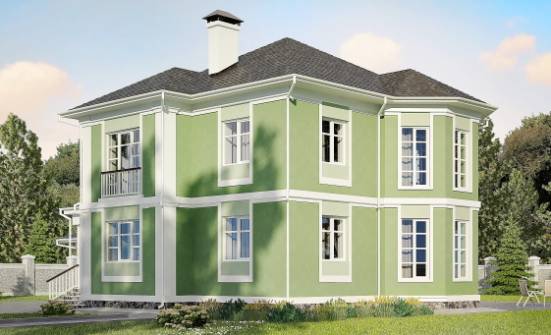 170-001-Л Проект двухэтажного дома и гаражом, бюджетный домик из поризованных блоков Тараз | Проекты домов от House Expert